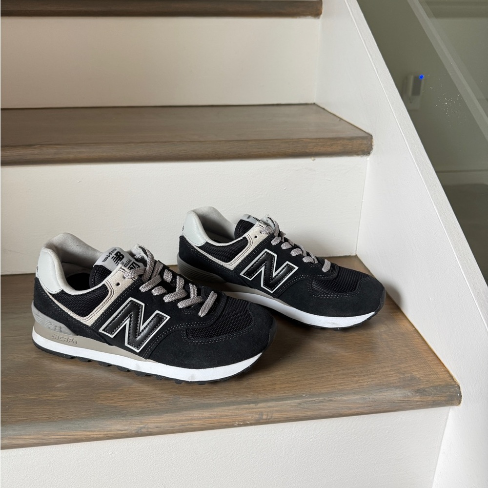 New Balance 574 Black and White Shoes